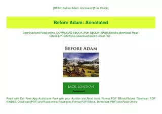 [READ] Before Adam Annotated [Free Ebook]