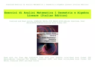 Download Esercizi di Analisi Matematica 1 Geometria e Algebra Lineare (Italian Edition) (DOWNLOAD E.B.O.O.K.^)