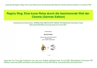[read ebook] Ragins Weg Eine kurze Reise durch die faszinierende Welt der Chemie (German Edition) in format E-PUB