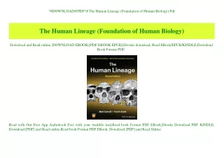 ^#DOWNLOAD@PDF^# The Human Lineage (Foundation of Human Biology) Pdf