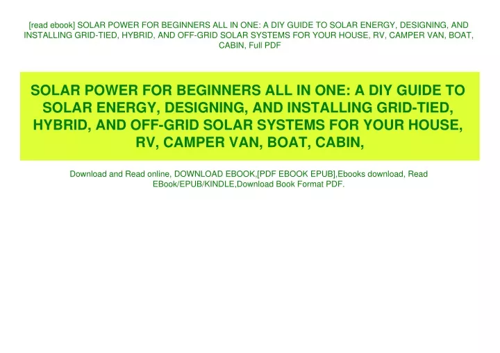 read ebook solar power for beginners