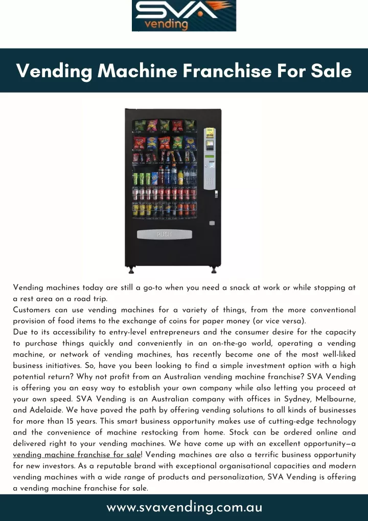 vending machine franchise for sale