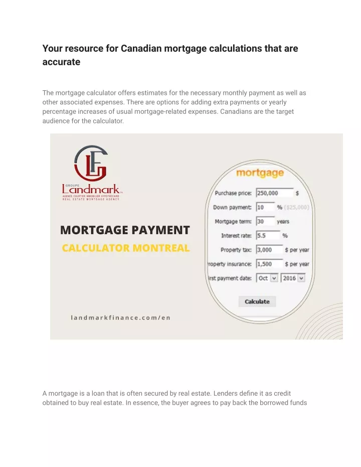 your resource for canadian mortgage calculations