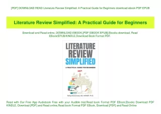 [PDF] DOWNLOAD READ Literature Review Simplified A Practical Guide for Beginners download ebook PDF EPUB