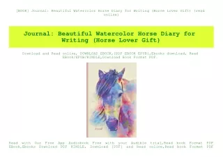 [BOOK] Journal Beautiful Watercolor Horse Diary for Writing (Horse Lover Gift) {read online}