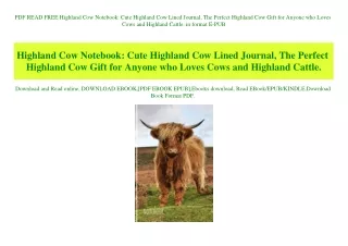 PDF READ FREE Highland Cow Notebook Cute Highland Cow Lined Journal  The Perfect Highland Cow Gift for Anyone who Loves