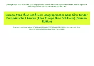 [READ] Europa Atlas fÃƒÂ¼r SchÃƒÂ¼ler Geographischer Atlas fÃƒÂ¼r Kinder EuropÃƒÂ¤ische LÃƒÂ¤nder (Atlas Europa fÃƒÂ¼r S