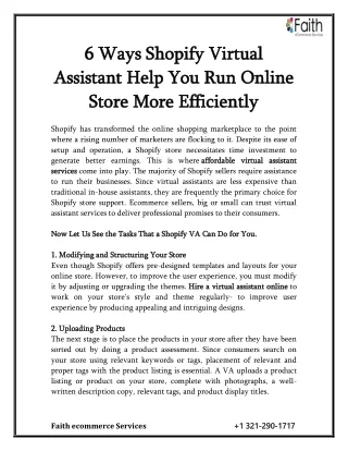 6 Ways Shopify Virtual Assistant Help You Run Online Store More Efficiently
