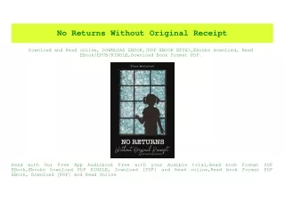 PDF) No Returns Without Original Receipt Free Book