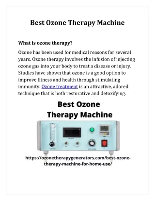 Best Ozone Therapy Machine