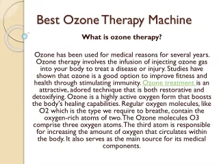 Best Ozone Therapy Machine