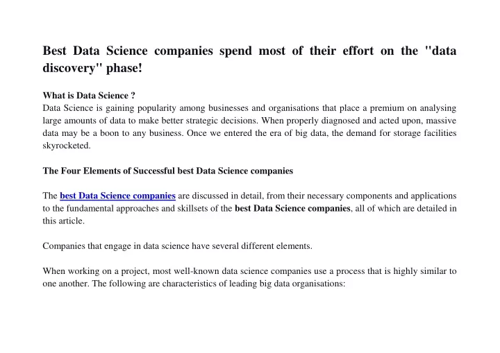 best data science companies spend most of their