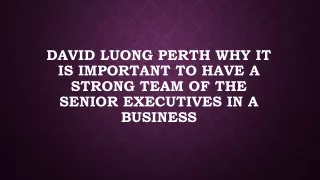 David Luong Perth Why It Is Important to Have a Strong Team of the Senior Executives in A Business