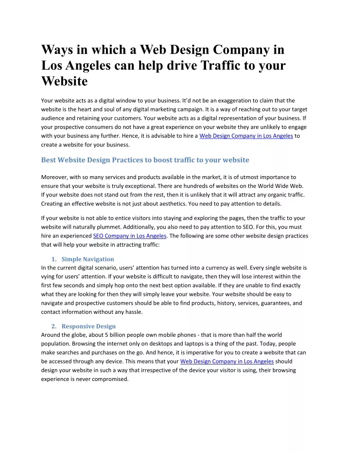 ways in which a web design company in los angeles