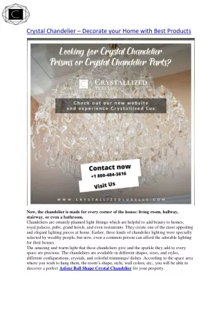 Crystal Chandelier – Decorate your Home with Best Products