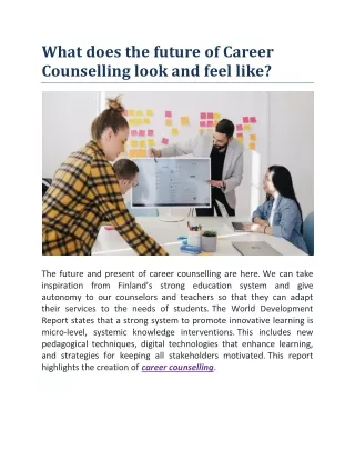 What does the future of Career Counselling look and feel like