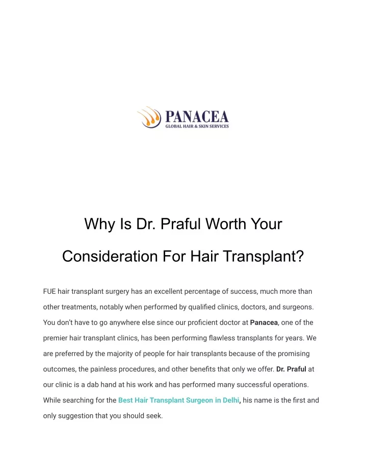 why is dr praful worth your