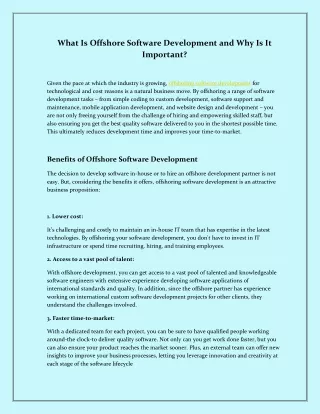 what is offshore software development