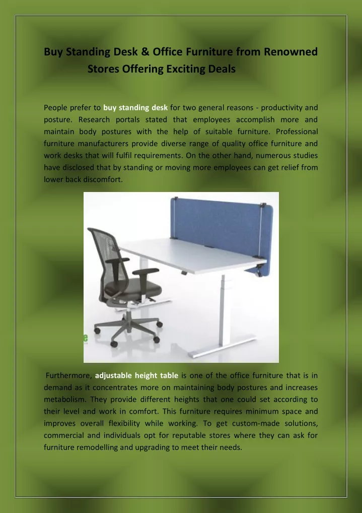 buy standing desk office furniture from renowned