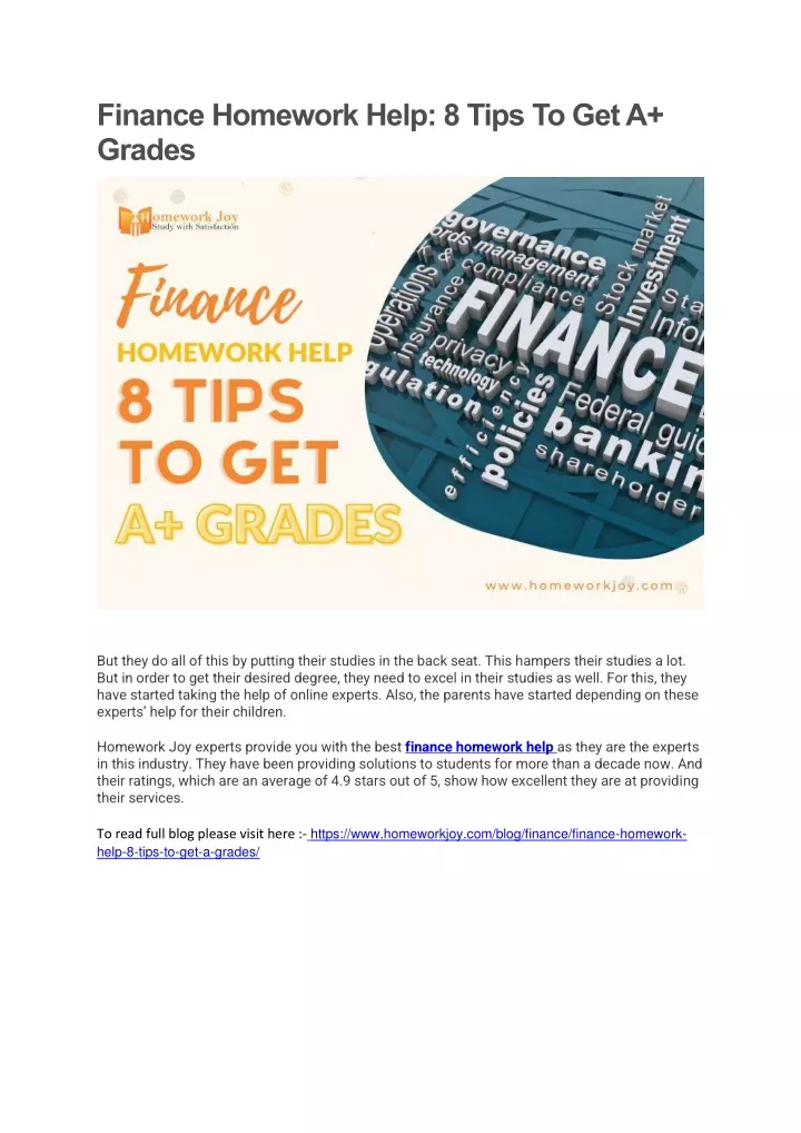 finance homework help 8 tips to get a grades