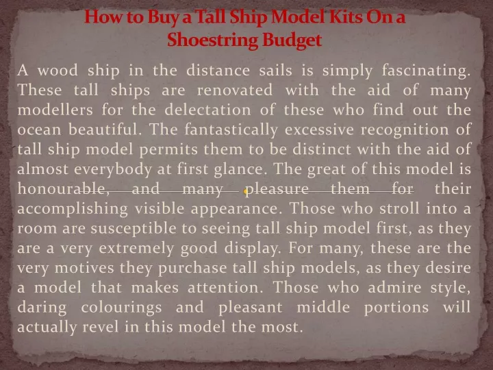 how to buy a tall ship model kits on a shoestring budget