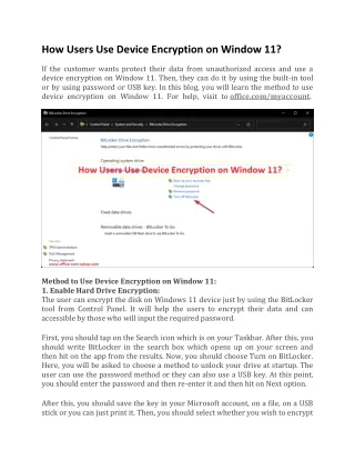 how users use device encryption on window 11