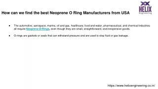 How can we find the best Neoprene O Ring Manufacturers from the USA