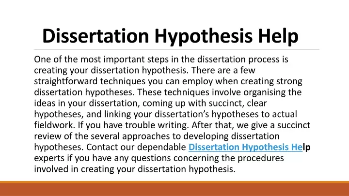 dissertation hypothesis help