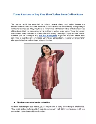 Three Reasons to Buy Plus Size Clothes from Online Store