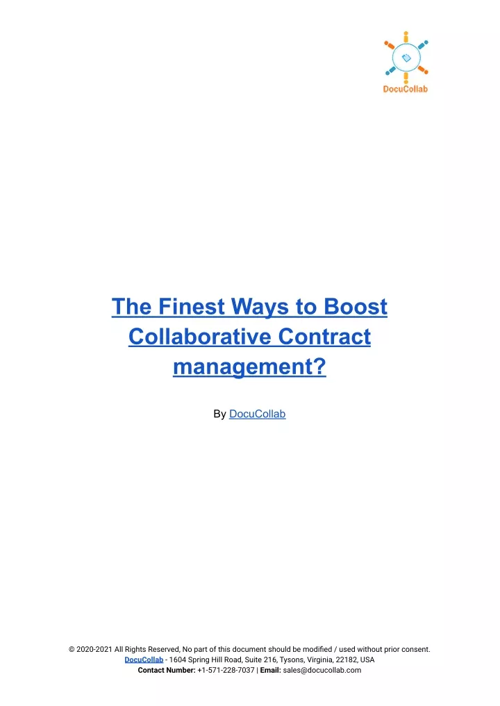 the finest ways to boost collaborative contract