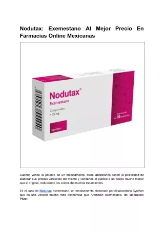 Nodutax Exemestano Al Mejor Precio En Farmacias Online Mexicanas