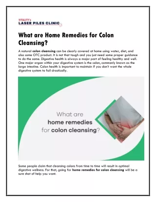 What are Home Remedies for Colon Cleansing