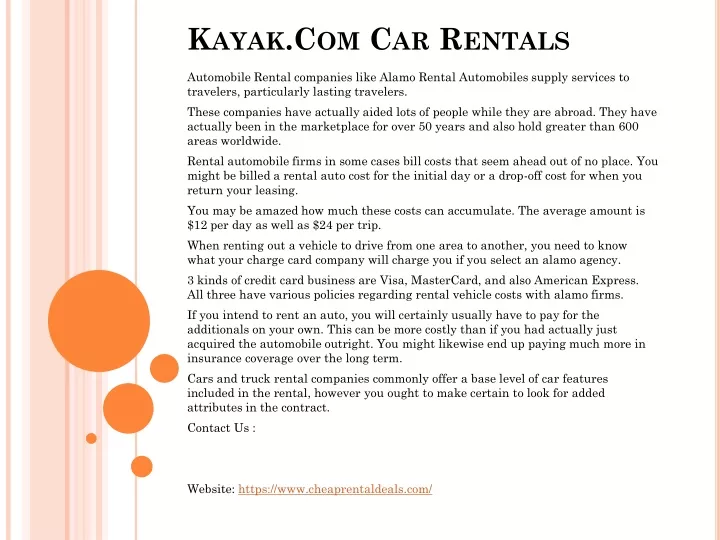 kayak com car rentals