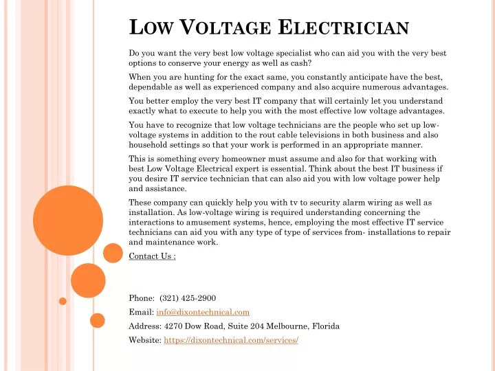 low voltage electrician