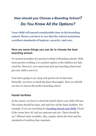 How should you choose boarding school in india