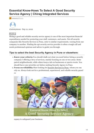 justpaste.it-Essential Know-Hows To Select A Good Security Service Agency  Chirag Integrated Services