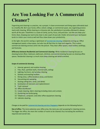 Are You Looking For A Commercial Cleaner?