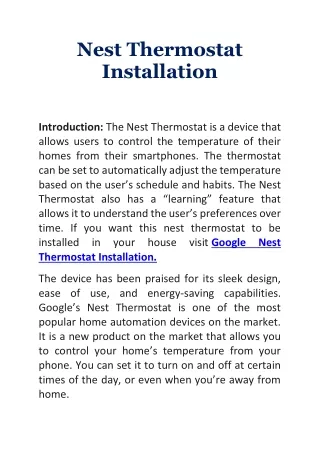 Nest Thermostat E Installation