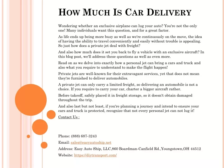 how much is car delivery