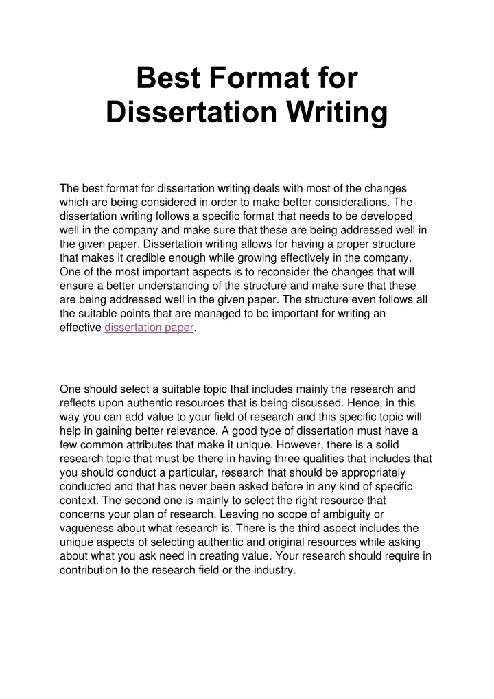 best format for dissertation writing