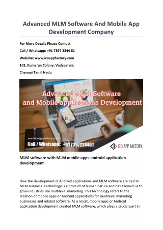 advanced mlm software and mobile app development