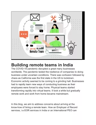 Building remote teams in India