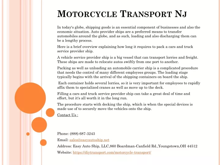 motorcycle transport nj