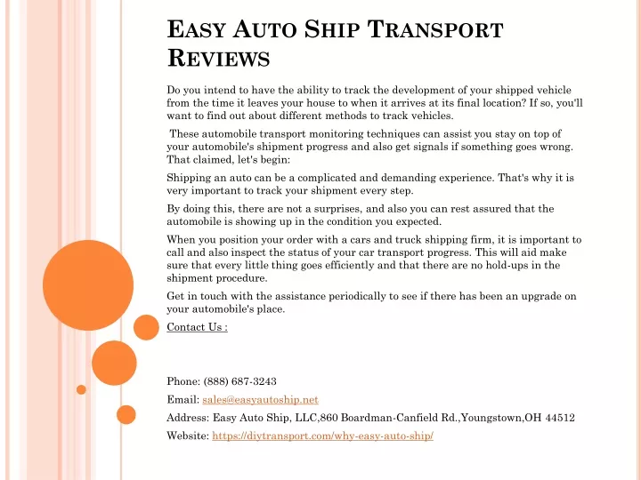 PPT Easy Auto Ship Transport Reviews PowerPoint Presentation, free