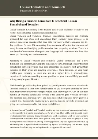 Business Consultants Are Beneficial | Louaai Tomalieh and Tomalieh