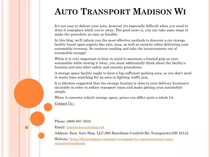 auto transport madison wi