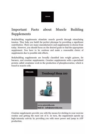 Important Facts about Muscle Building Supplements