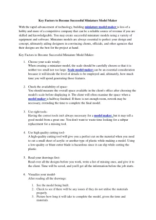 key factors to become successful miniature model