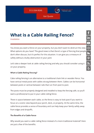 What is a Cable Railing Fence?