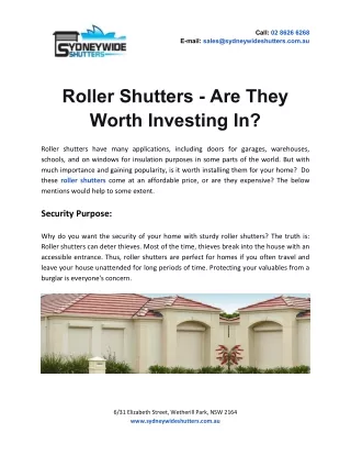 Roller Shutters - Are They Worth Investing In?